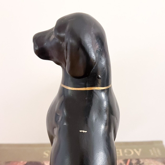 Vintage 8in Black Labrador Retriever Dog Figurine Statue Gold Collar - Picture 5 of 8
